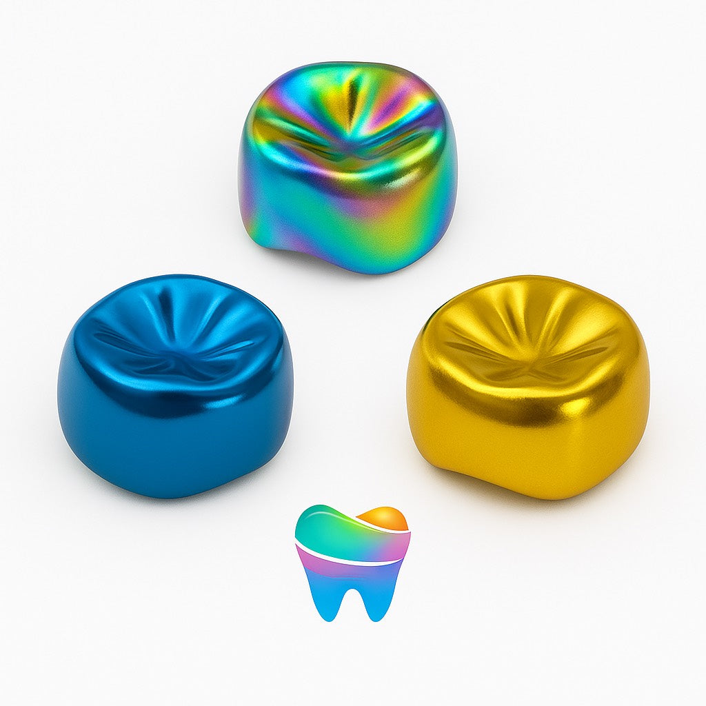 GOLD - Pack of 5 Colored Premium Stainless Steel Dental Crowns