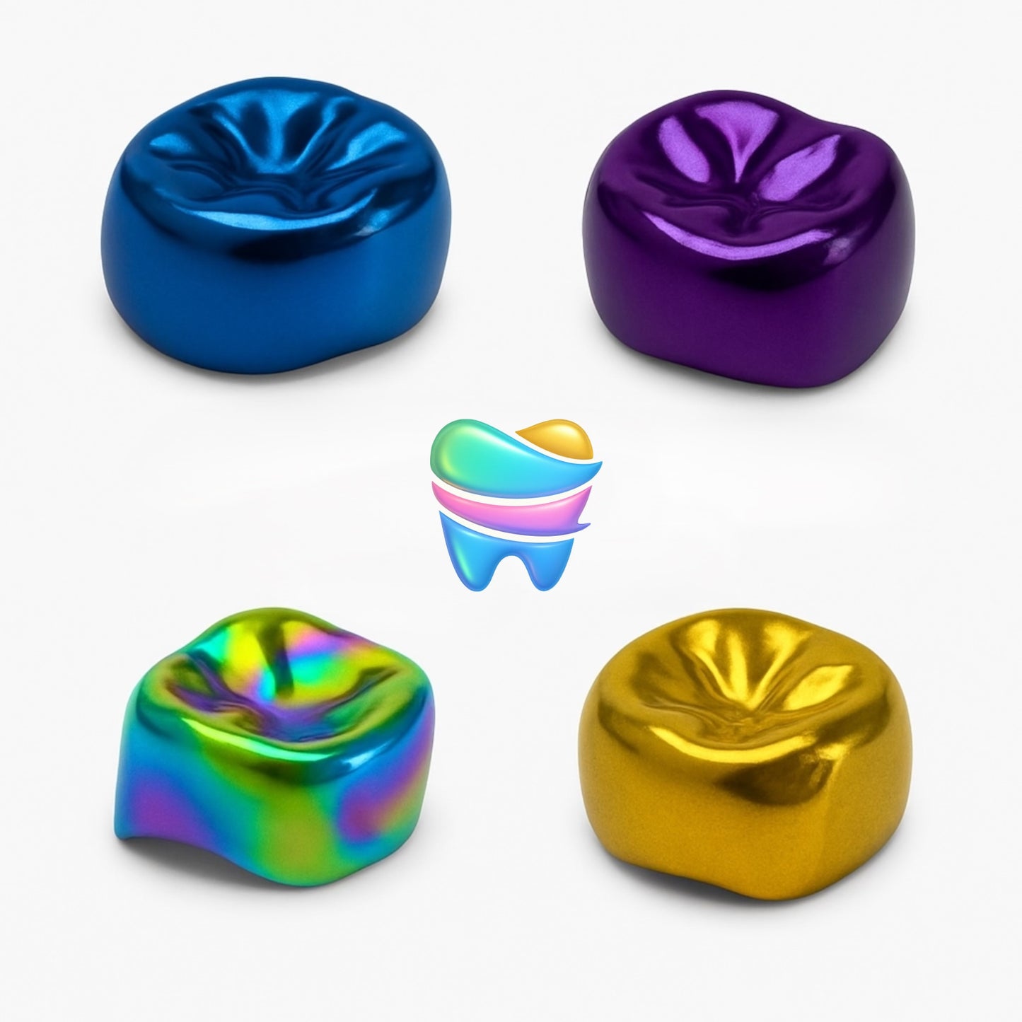 PURPLE - Pack of 5 Colored Premium Stainless Steel Dental Crowns